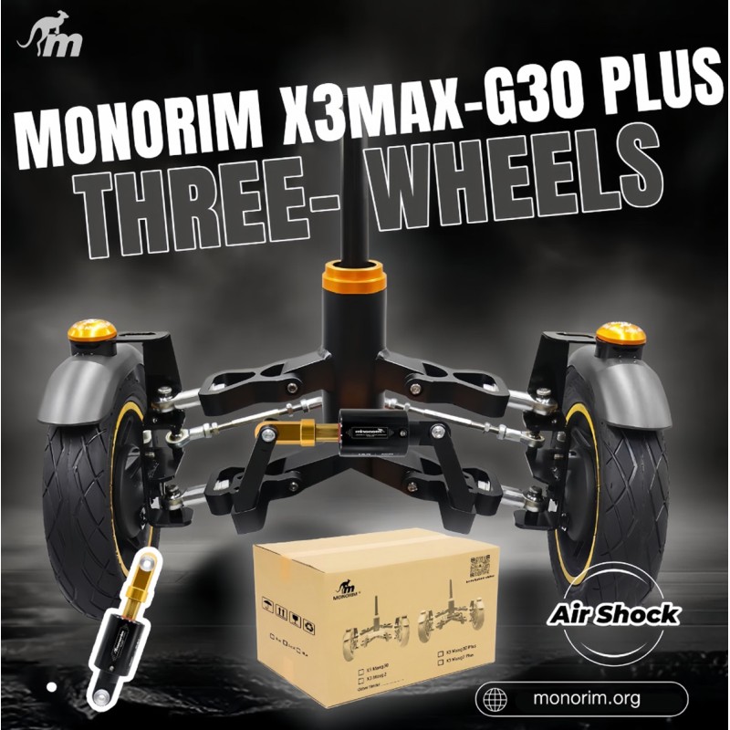 Monorim X3 Max Air forgaffel med dobbelt hjul til Ninebot Max G30 & lignende scootere – Reservedel & støddæmper Monorim - 7  
