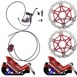 Kit completo de travões hidráulicos Monorim EB01 de 4 pistões - manetes, pinças, cabo e disco de travão Monorim - 2 Kit completo