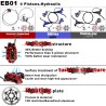 Complete Monorim EB01 4-piston hydraulic brake kit - levers, calipers, cable and brake disc Monorim - 8 Complete Monorim EB01 4-