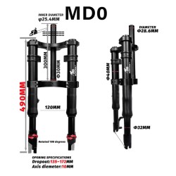 Monorim MD0 Air Hydraulic framfjädring 490mm x 165mm  - 3 
Passform: for kompatibla Monorim MD0 framgaffelmontage; kontrollera 4
