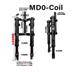 Sospensione anteriore Monorim MD0 Coil Spring 490mm x 165mm  - 15 
Compatibilita: Monorim MD0 Coil Spring 490mm x 165mm per inst