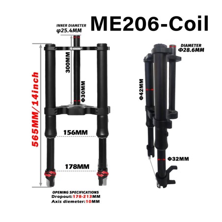 Perednyaya podveska Monorim ME206 Dual Air version 565mm x 206mm  - 1 Sovmestimost: perednyaya podveska Monorim ME206 Dual Air, 