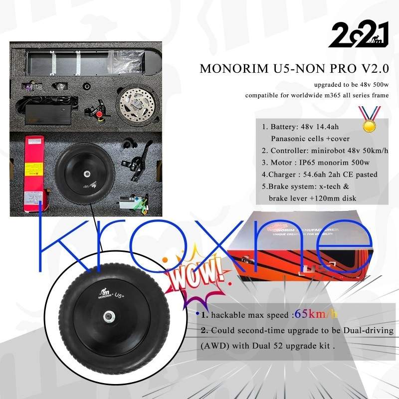 Monorim Pack U5 2.0 Xiaomi és Ninebot Max sorozathoz – 48v 14.4ah akkumulátor 500w motor Monorim - 30 U5 2.0 csomag a Xiaomi ele