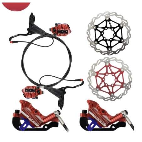 Komplett Monorim EB01 4-stempel hydraulisk bremsesett - spaker, kalipere, kabel og bremseskive Monorim - 1 Komplett Monorim EB01