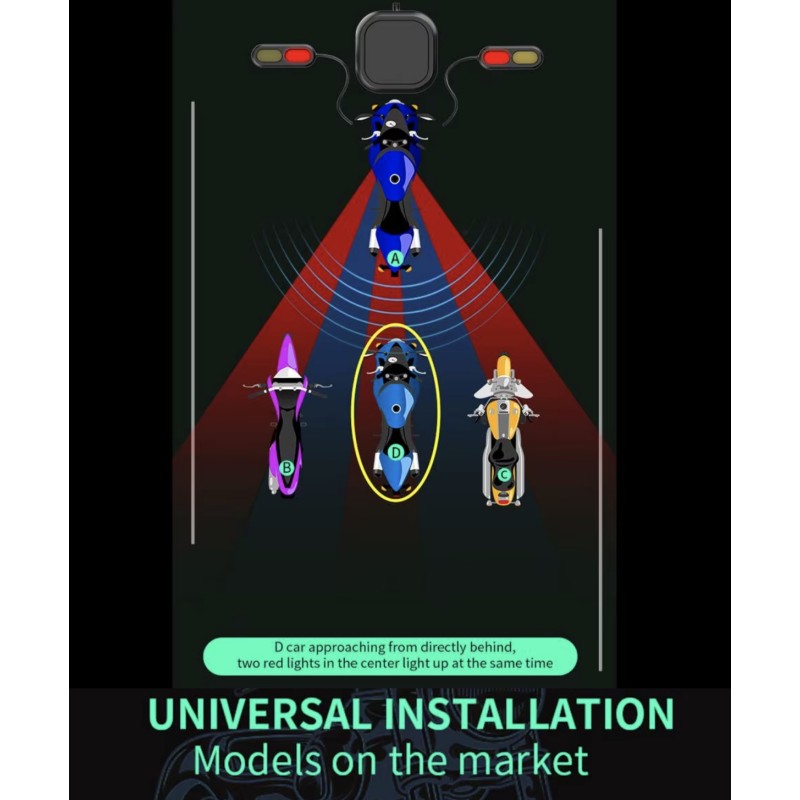 Vodotěsný systém detekce mrtvého úhlu (130º úhel) pro skútr, kolo nebo motocykl KROXNE - 4  