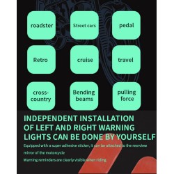 Vízálló holttér-érzékelő rendszer (130°-os szögben) robogóhoz, kerékpárhoz vagy motorkerékpárhoz KROXNE - 5  